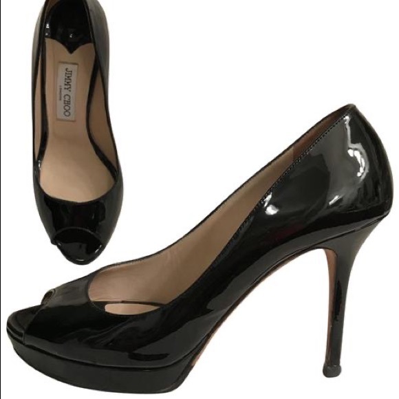 JIMMY CHOO Luna Peep Toe Patent Platform Pump - Picture 2 of 12